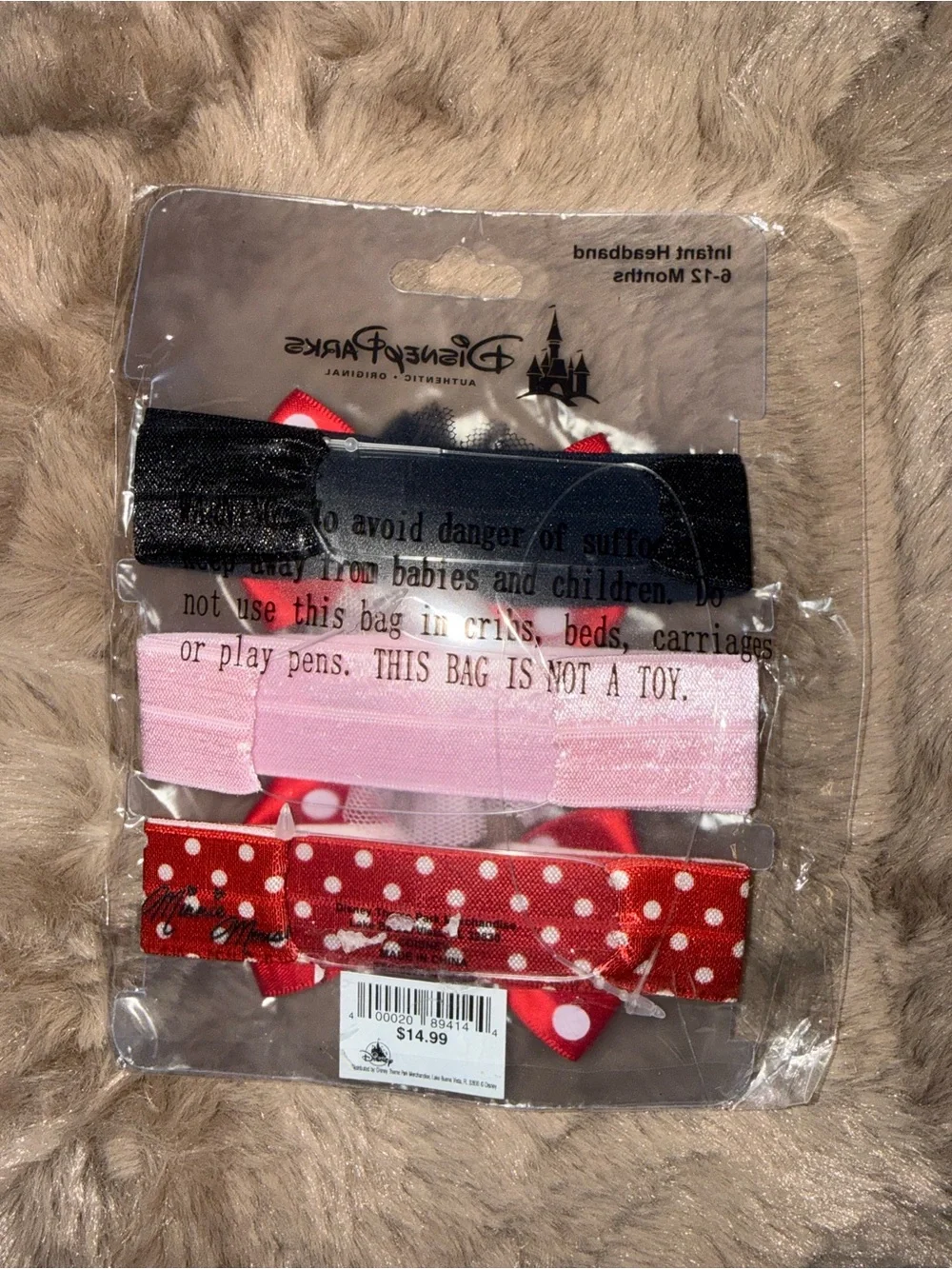 Disney Parks Infant Minnie Mouse Headband Set 6–12 Months NWT 3 Piece Bow Set